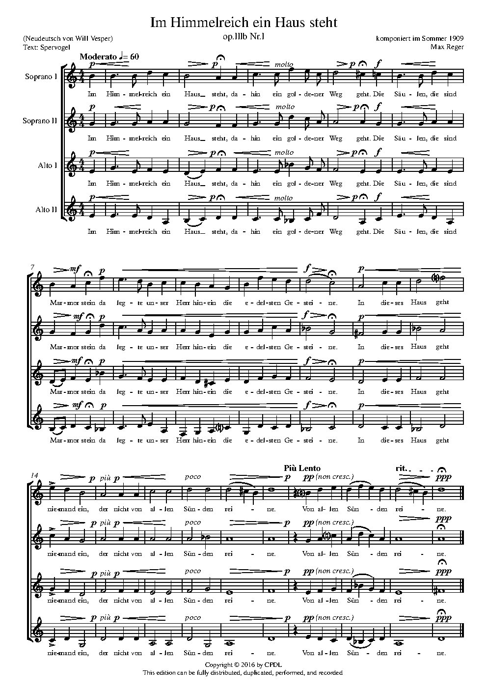 Im Himmelreich ein Haus steht op. 111b Nr. 1