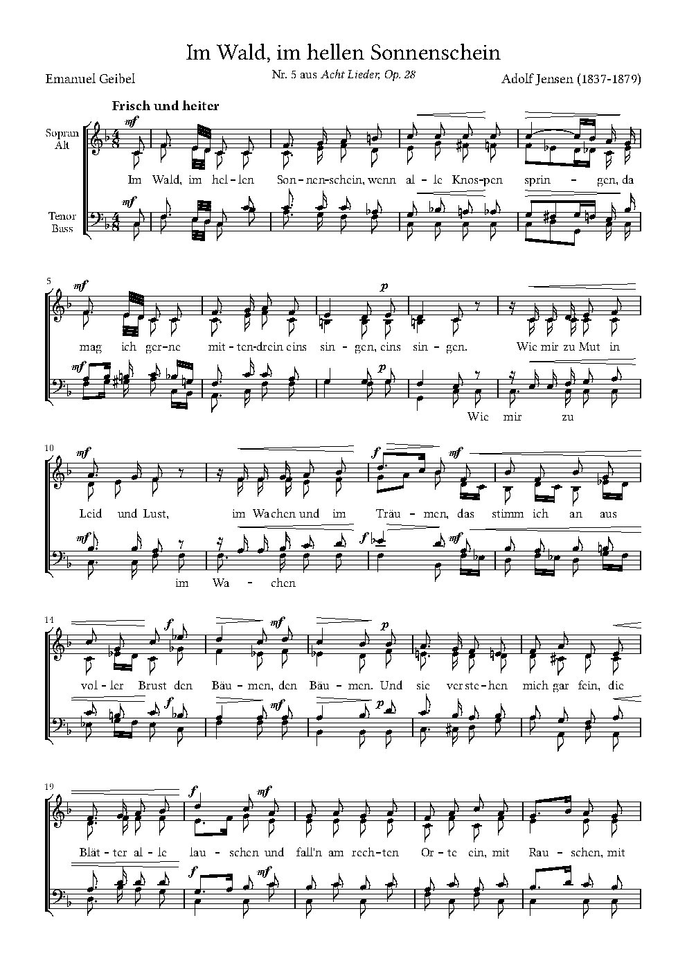 Im Wald, im hellen Sonnenschein, Op. 28 No. 5