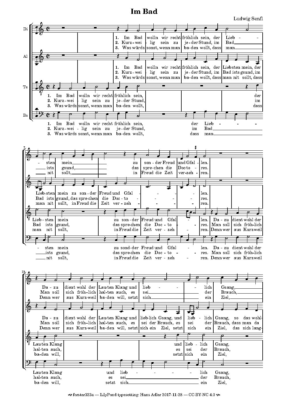 Im Bad wolln wir recht fröhlich sein - Choir Script PDF Thumbnail