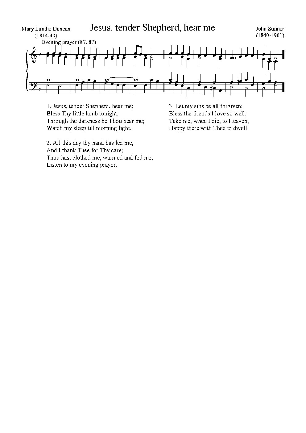 Jesus, tender Shepherd, hear me