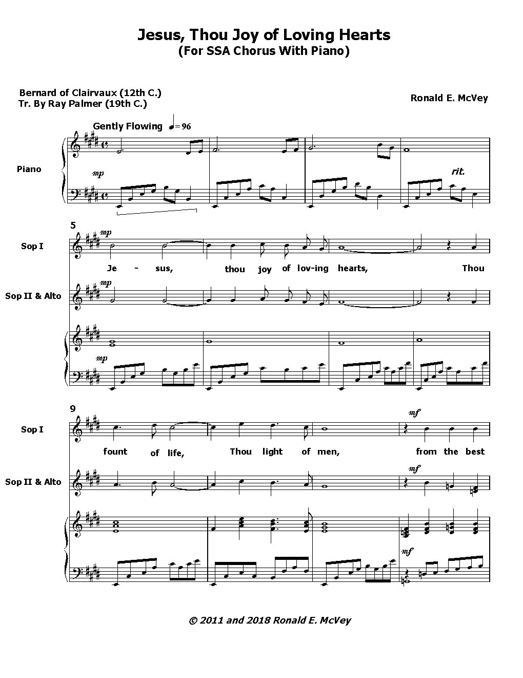 Jesus, Thou Joy of Loving Hearts - Choir Script PDF Thumbnail
