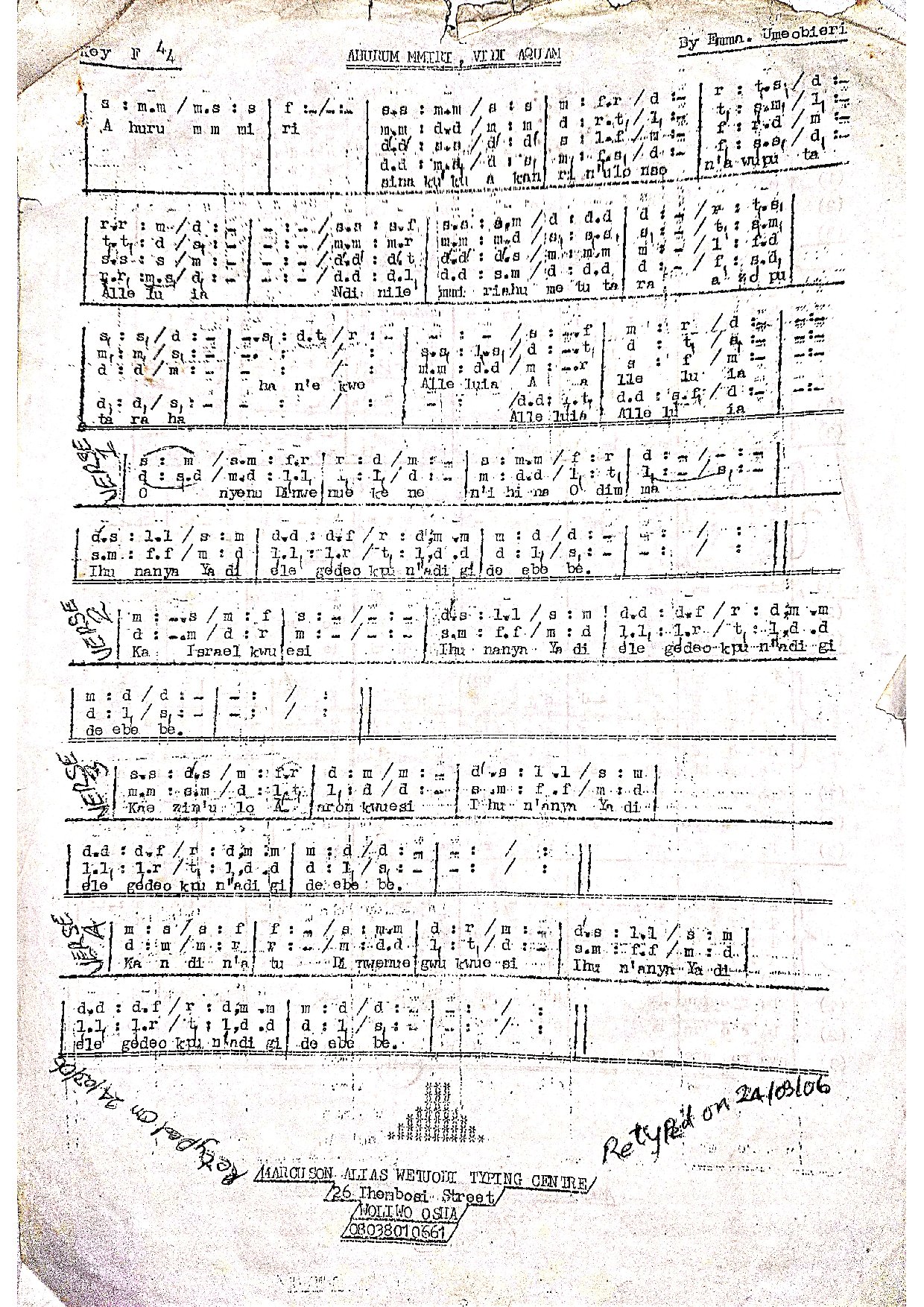 Ahurum Mmiri - Download Choir Script PDF