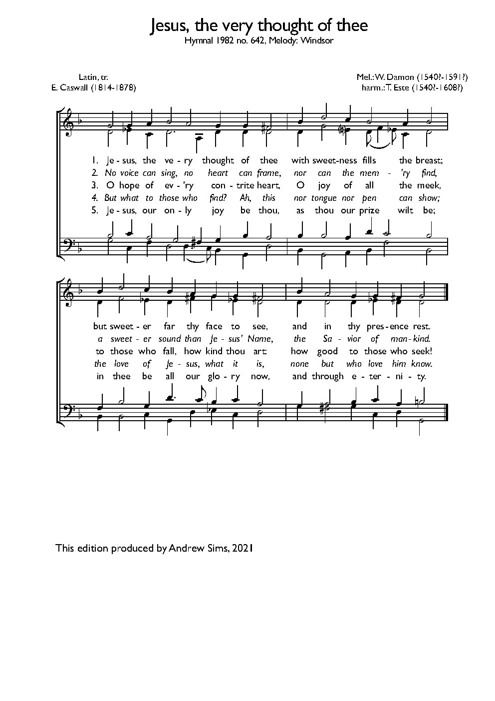 Jesus, the very thought of thee - Choir Script PDF Thumbnail