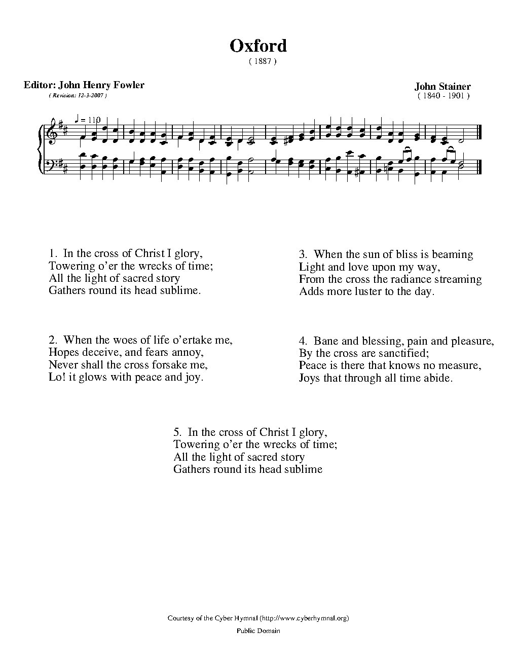 In the cross of Christ I glory