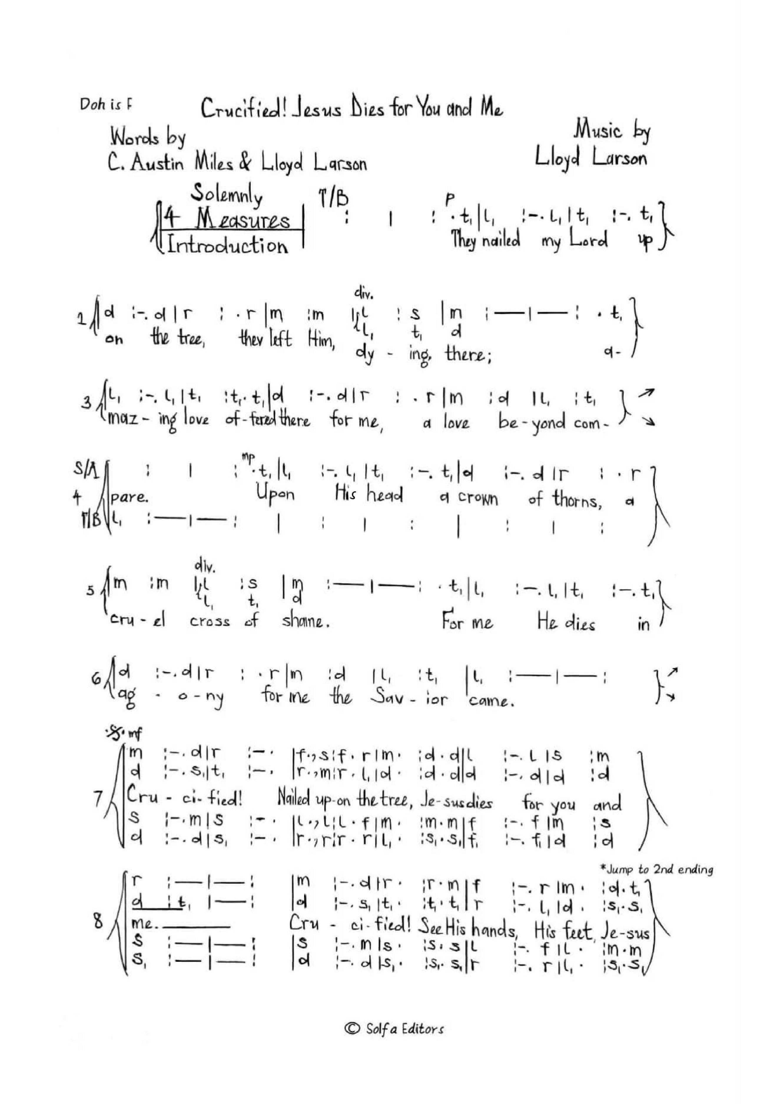 Crucified. Jesus Dies For You - Larson - Download Choir Script PDF