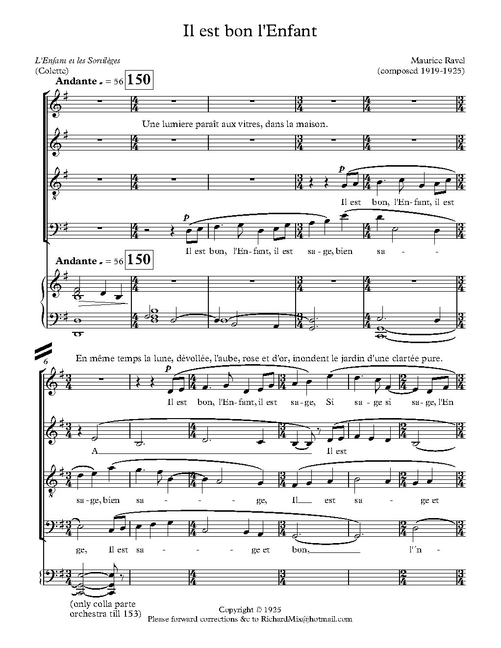 L'Enfant et les Sortilèges - Choir Script PDF Thumbnail