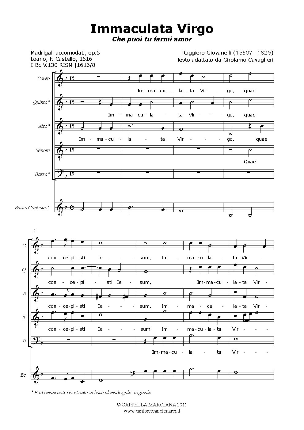 Immaculata Virgo / Che puoi tu farmi