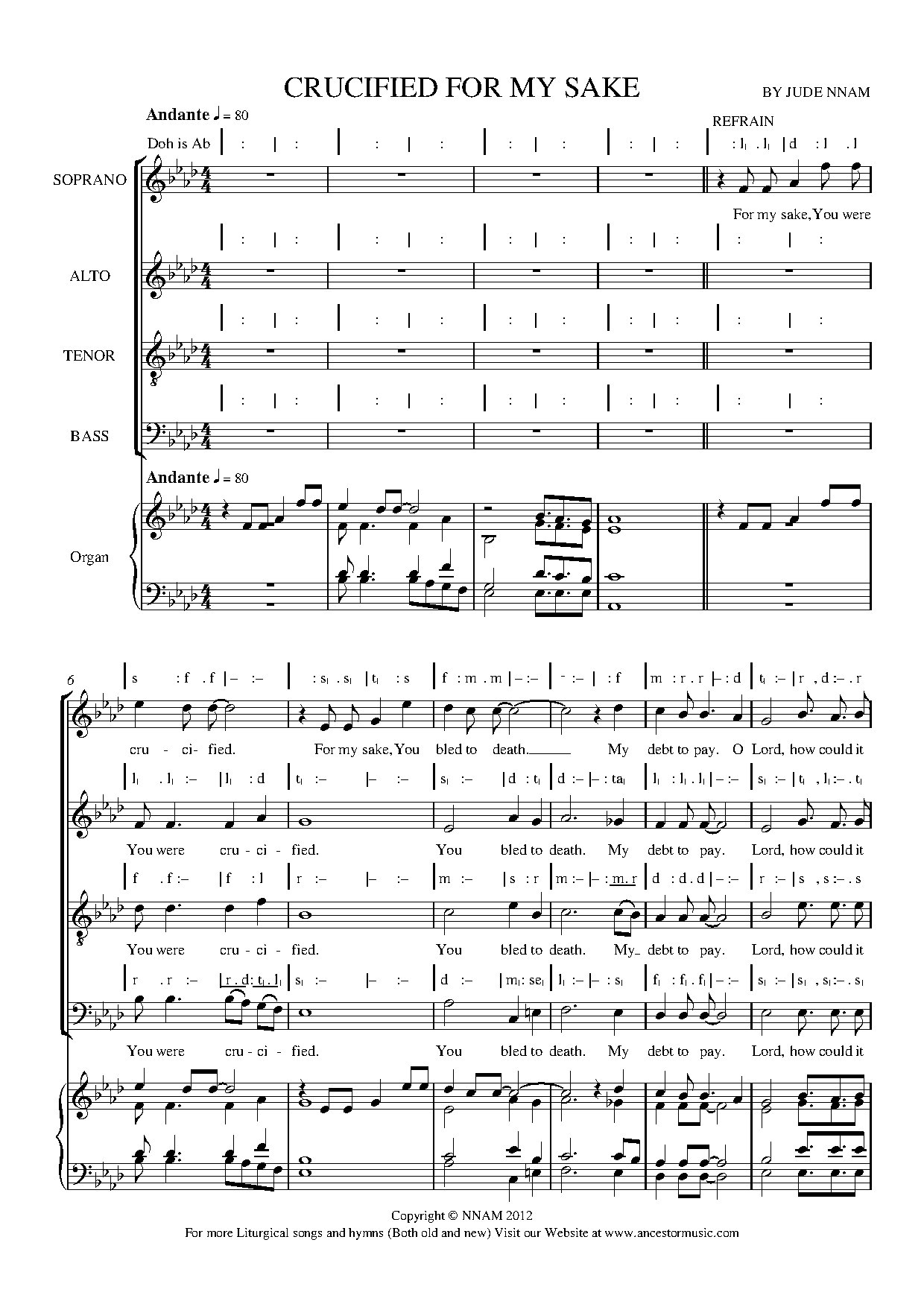 Crucified For My Sake - Download Choir Script PDF