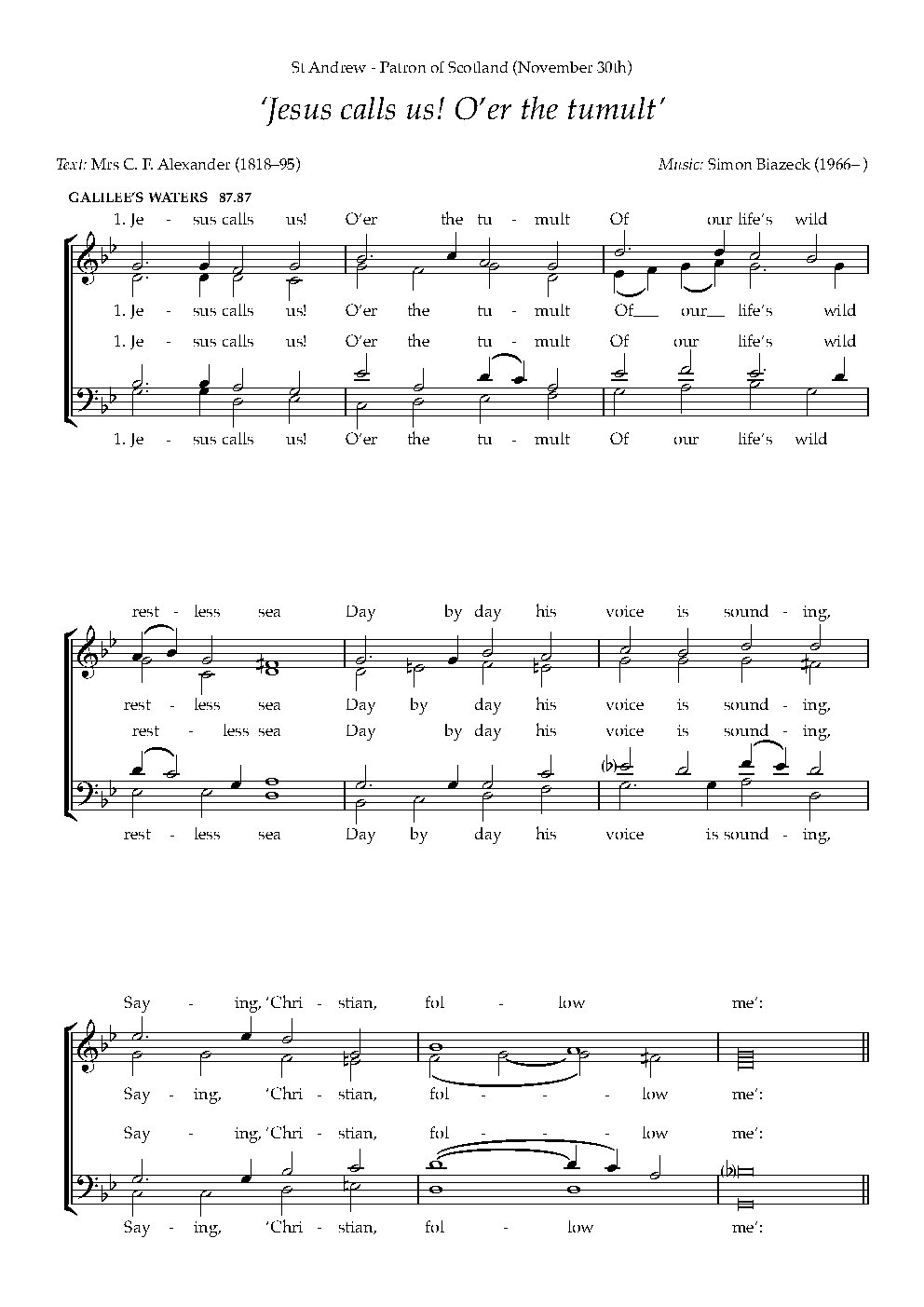 Jesus calls us! O'er the tumult - Choir Script PDF Thumbnail