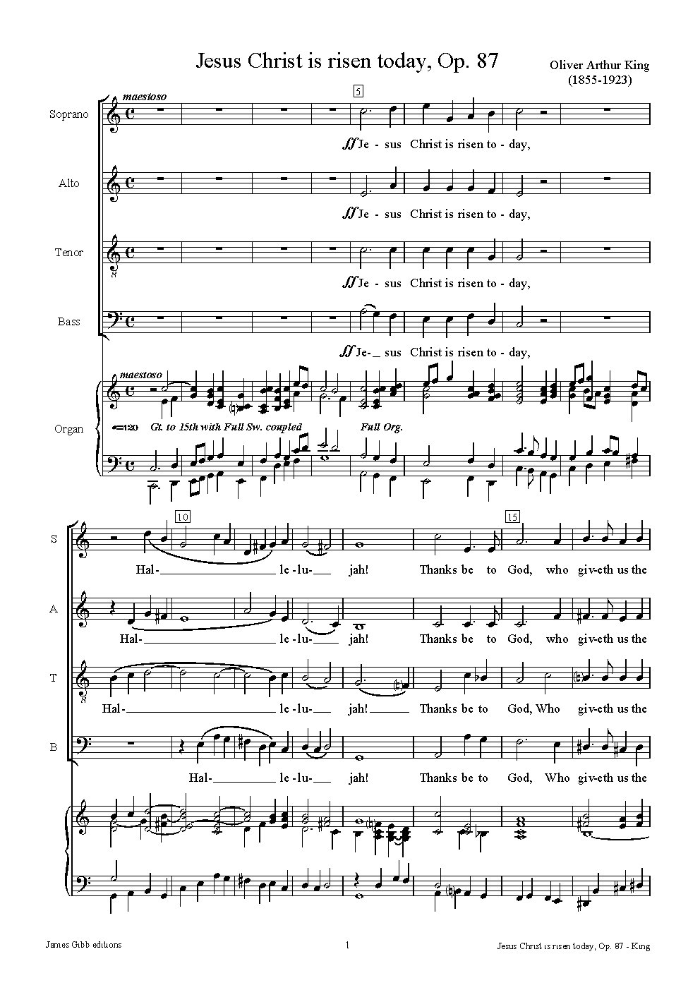 Jesus Christ is risen today, Op. 87