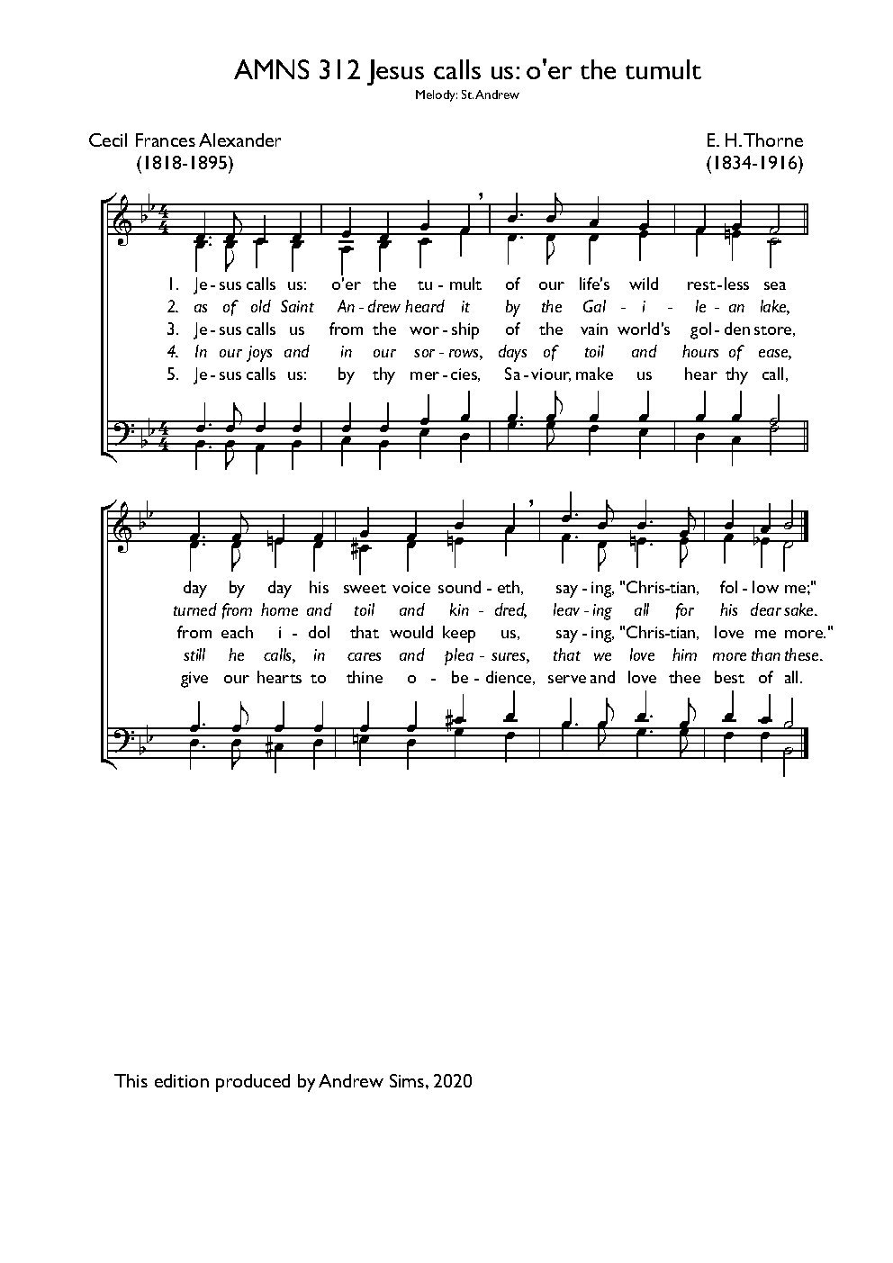 Jesus calls us, o'er the tumult - Choir Script PDF Thumbnail