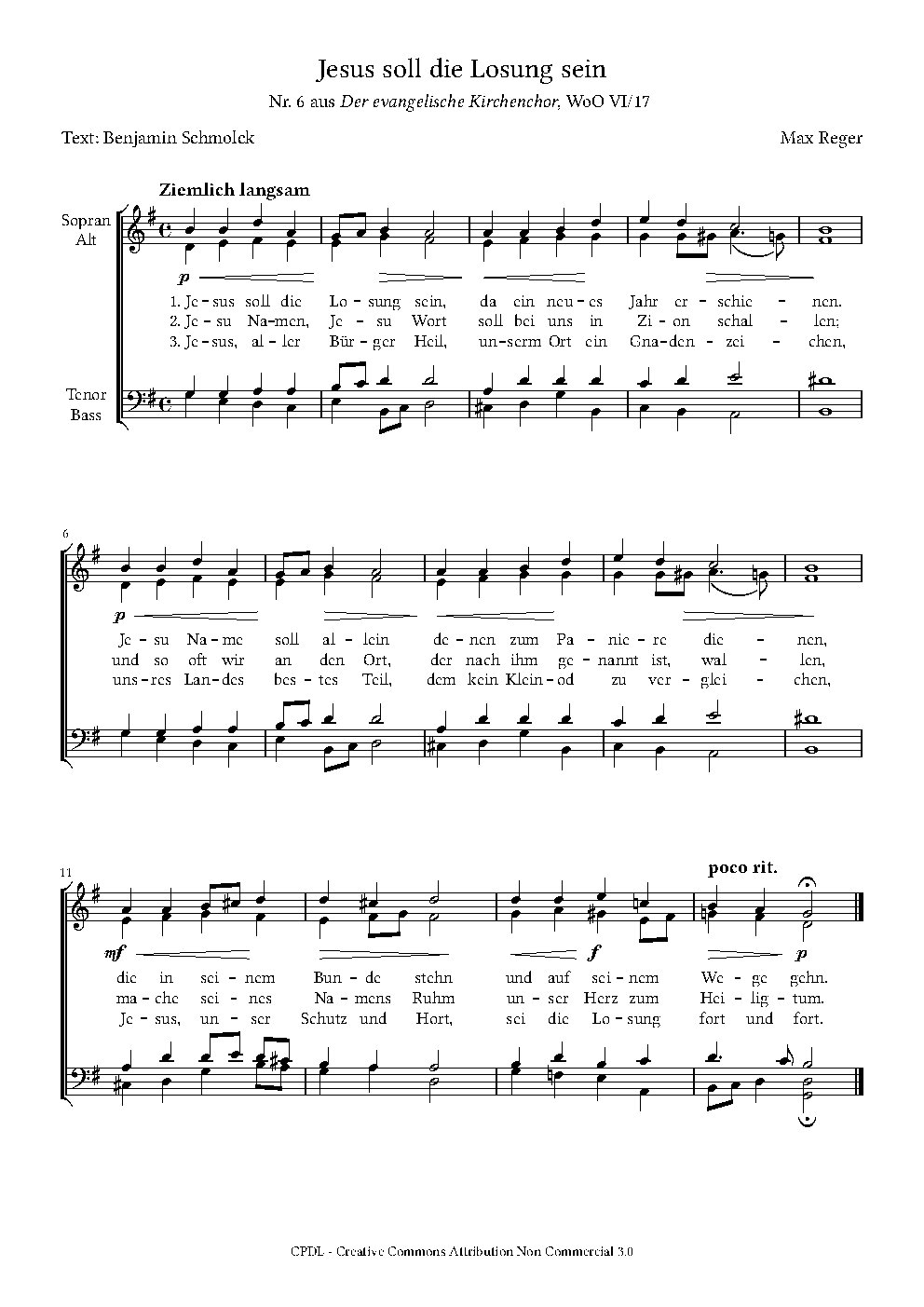 Jesus soll die Losung sein, WoO VI 17, No. 6