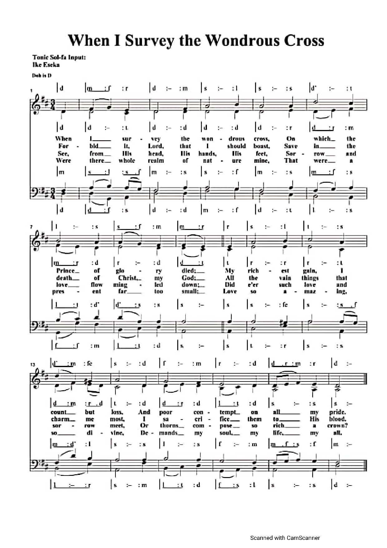 When I Survey - Download Choir Script PDF
