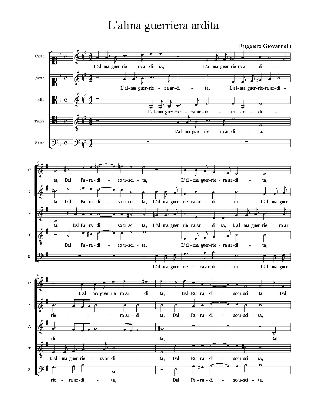 L'alma guerriera ardita - Choir Script PDF Thumbnail