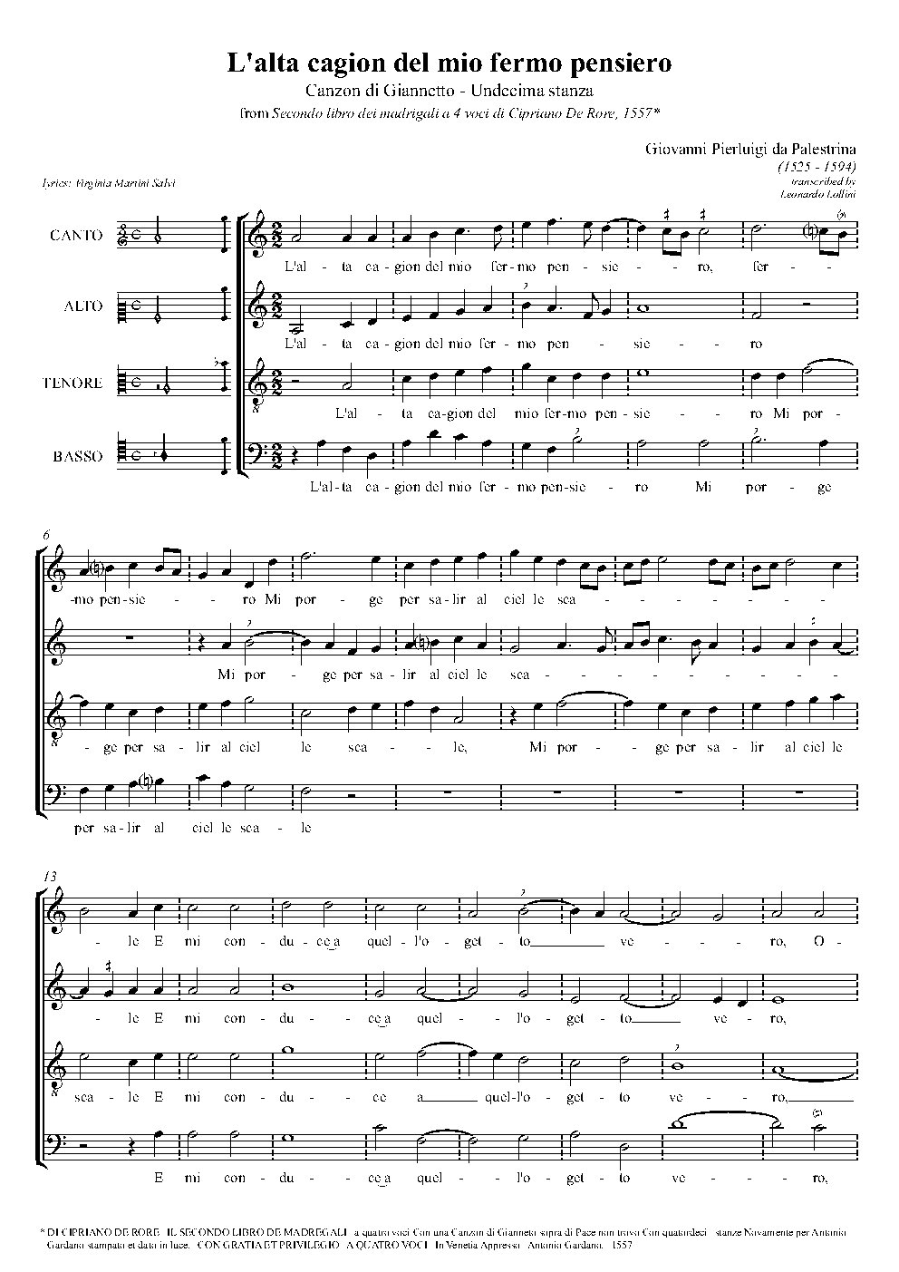 L'alta cagion del mio fermo pensiero (Undecima stanza)