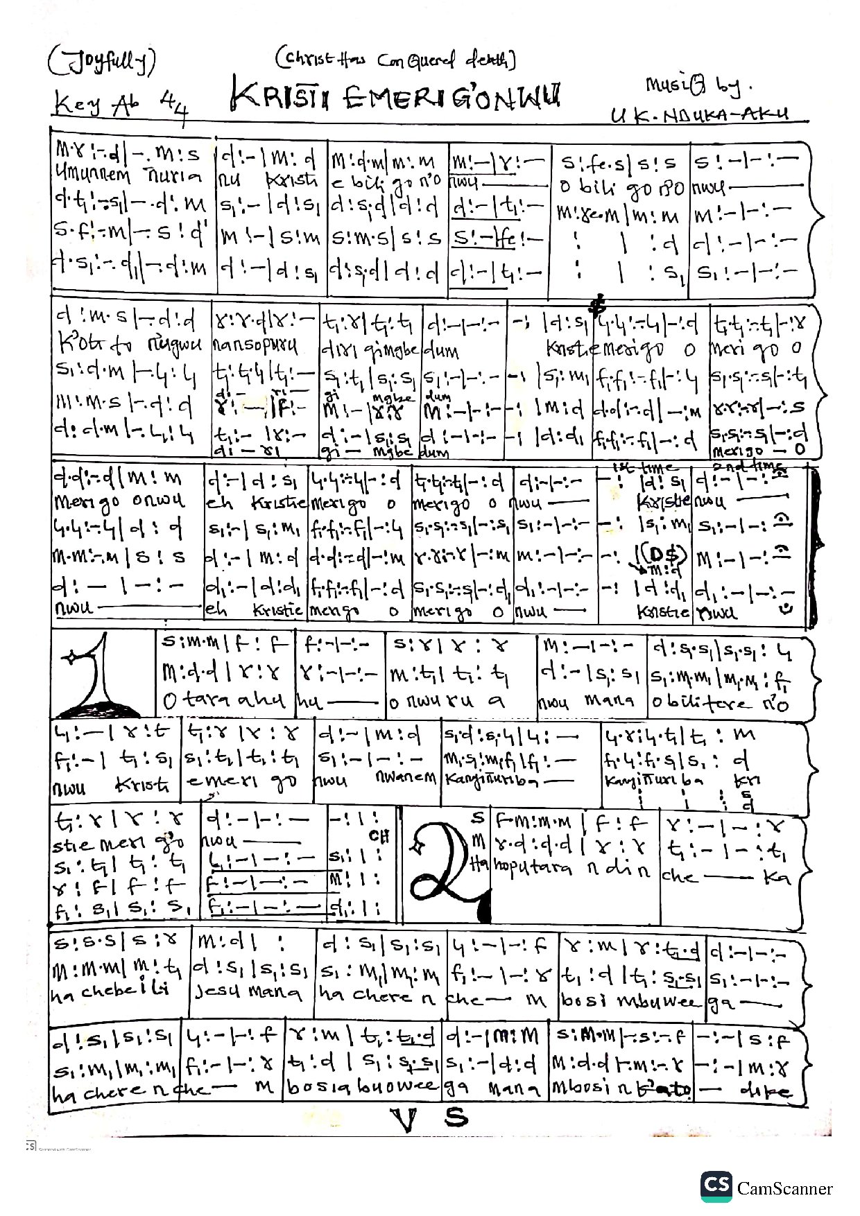 Kristi Emerig Onwu By Ndk - Download Choir Script PDF