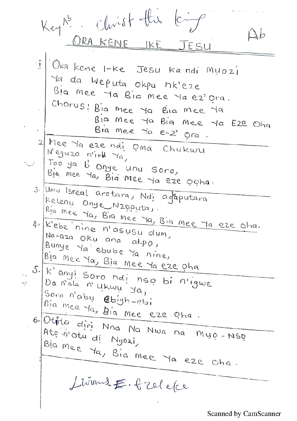Ora Kene Ike Jeso (christ The King) - Download Choir Script PDF