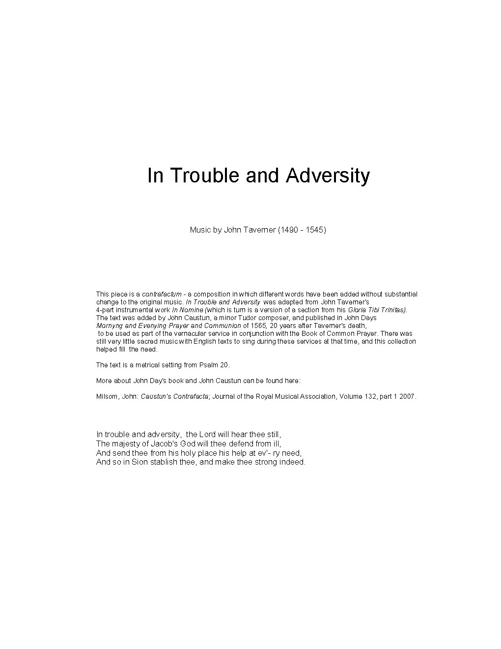 In trouble and adversity