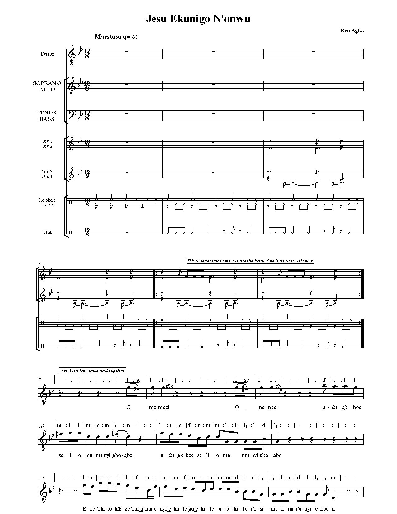Jesu Ekunigo N Onwu - Jude - Download Choir Script PDF