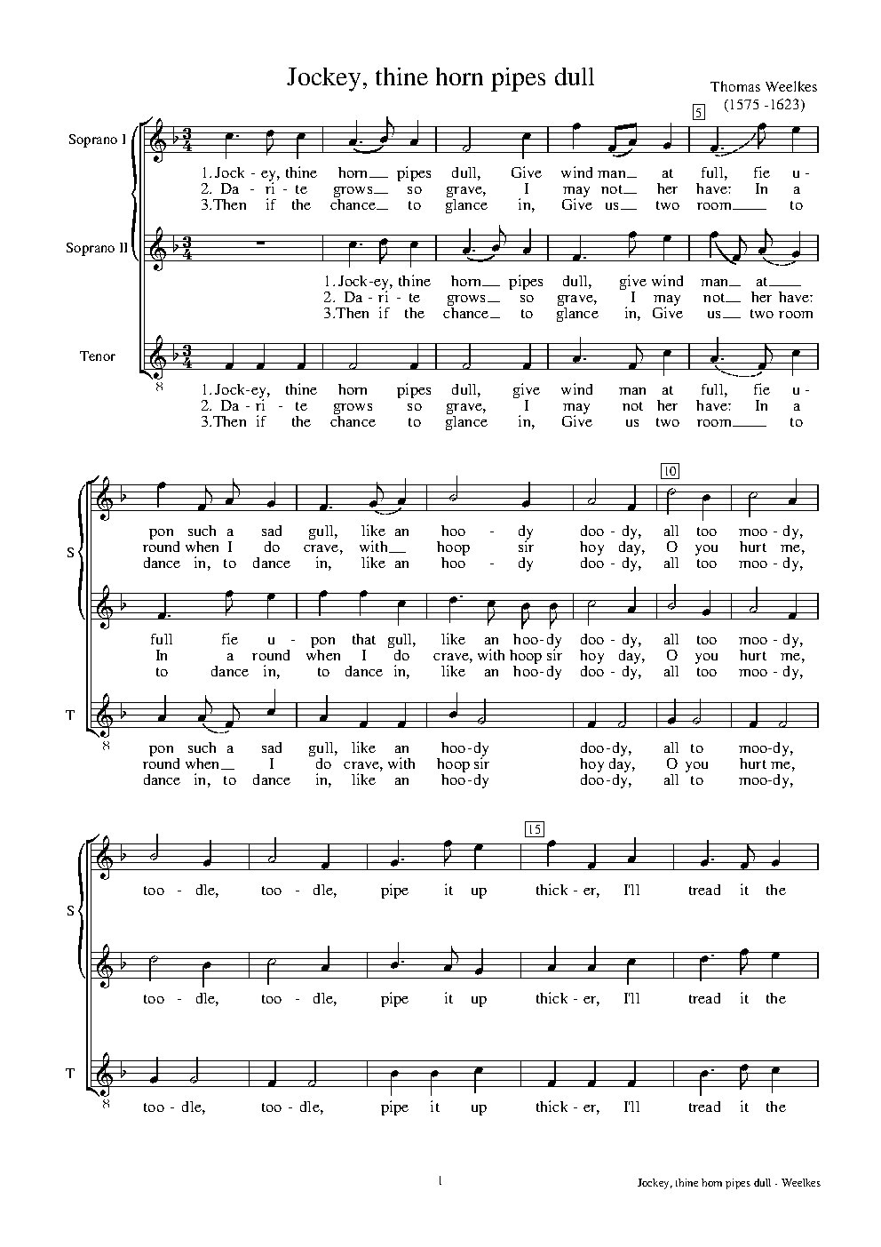 Jockey thine horn pipes dull
