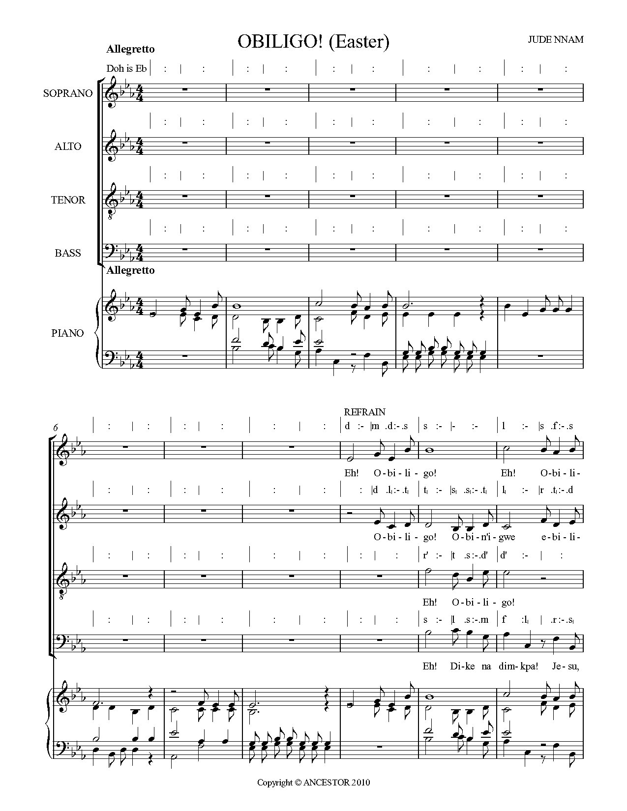 Obiligo (easter) - Download Choir Script PDF