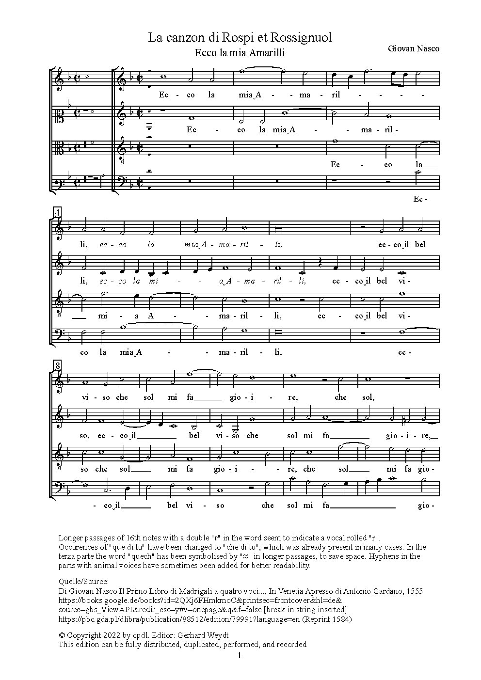 La Canzon di Rospi et Rossignuol