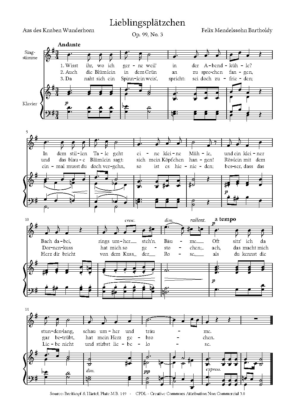 Lieblingsplätzchen, Op. 99, No. 3