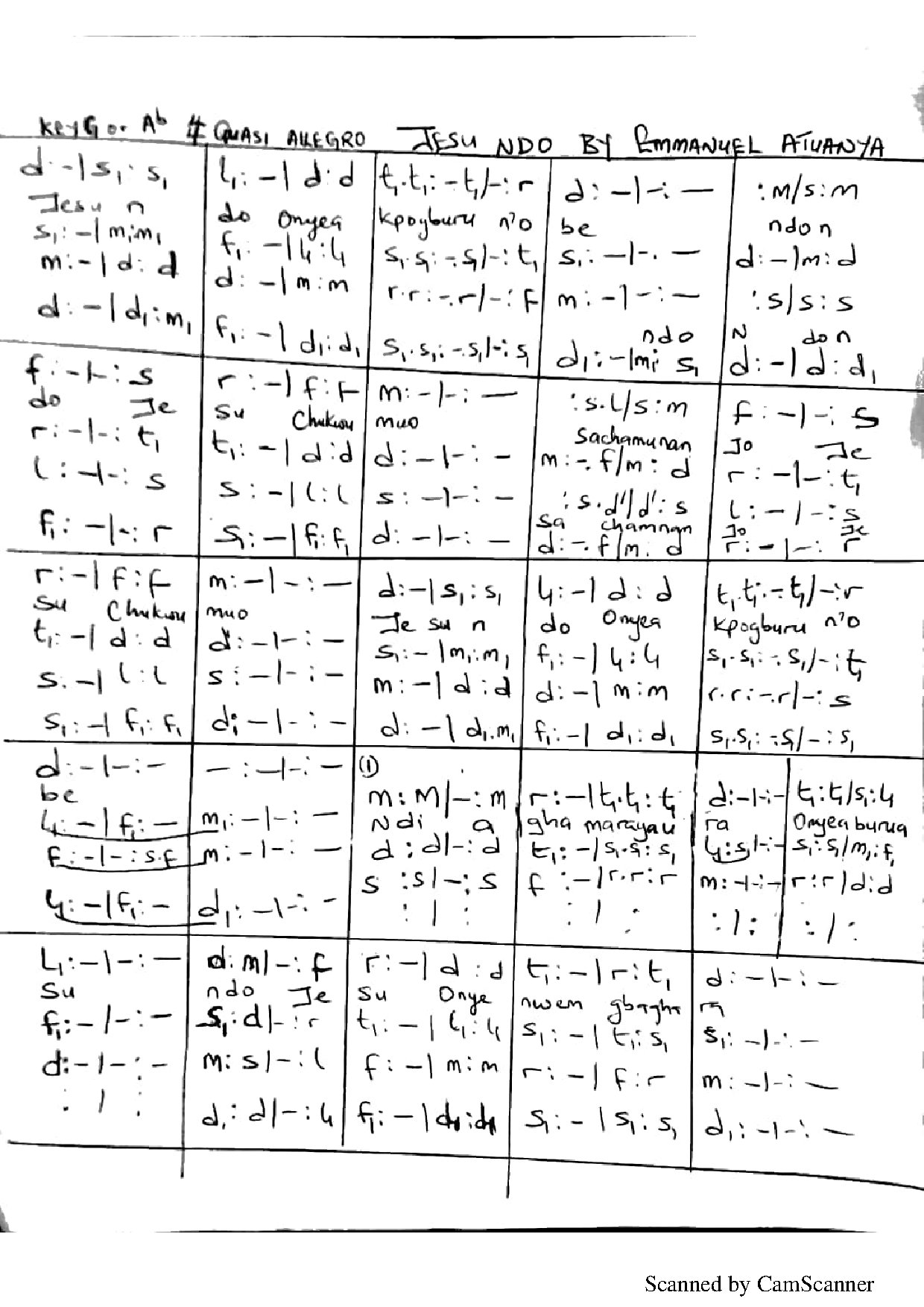Jesu Ndo By Emmanuel A - Download Choir Script PDF