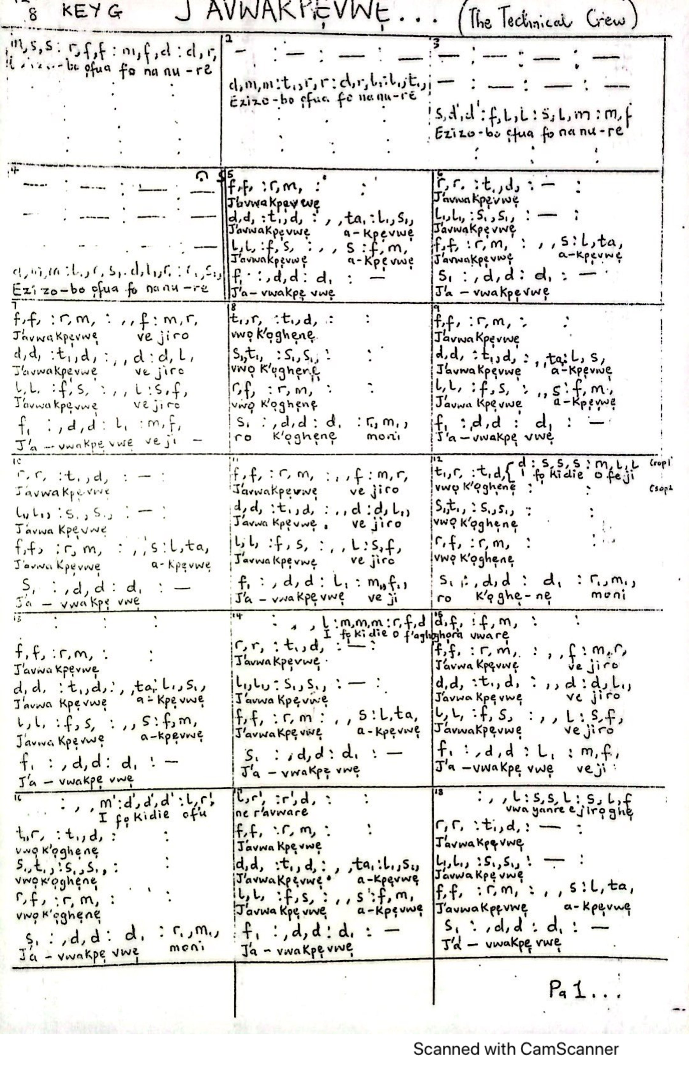 J’awakpevwe - Download Choir Script PDF