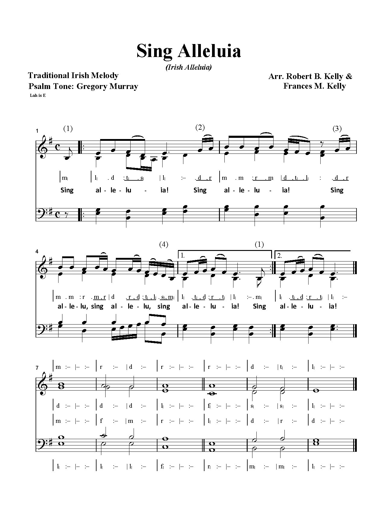 Irish Alleluia (sing Alleluia) - Download Choir Script PDF