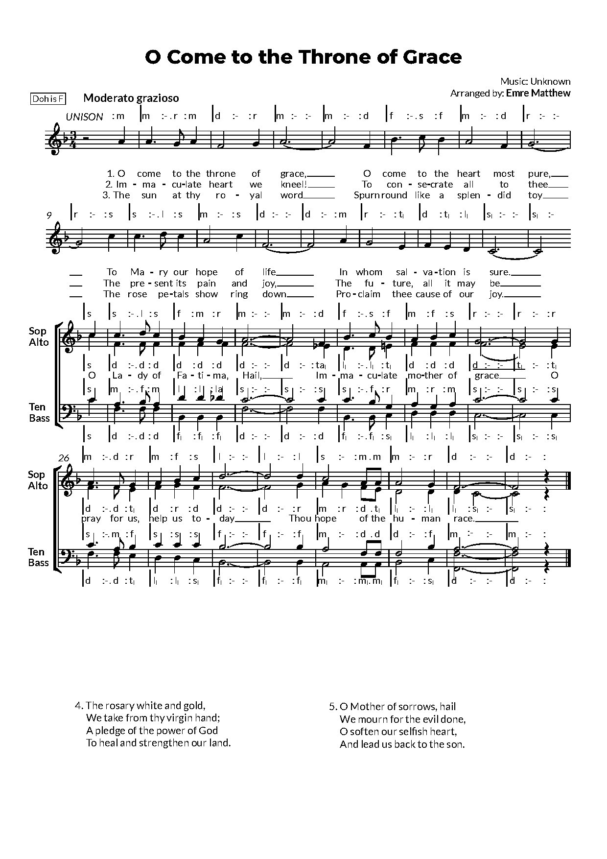O Come To The Throne Of Grace - Full Score - Download Choir Script PDF