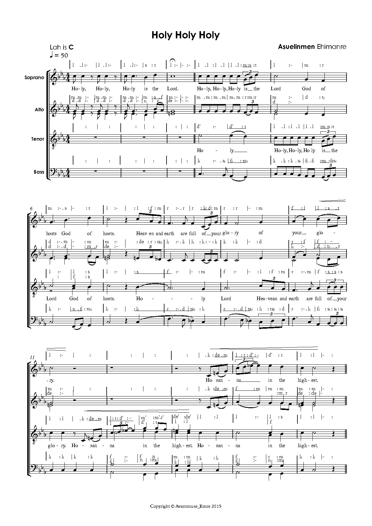 Sanctus By Emre - Download Choir Script PDF
