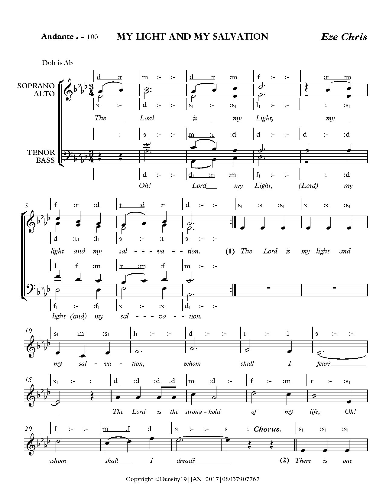 My Light And My Salvation - - Download Choir Script PDF