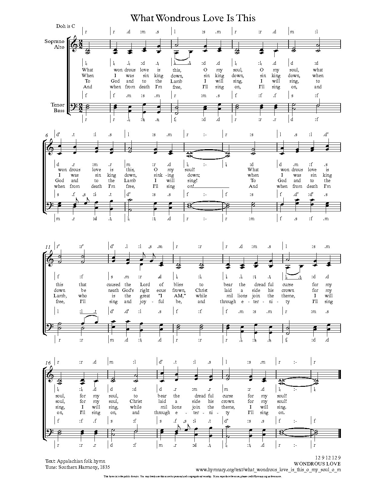 What Wondrous Love Is This - Download Choir Script PDF