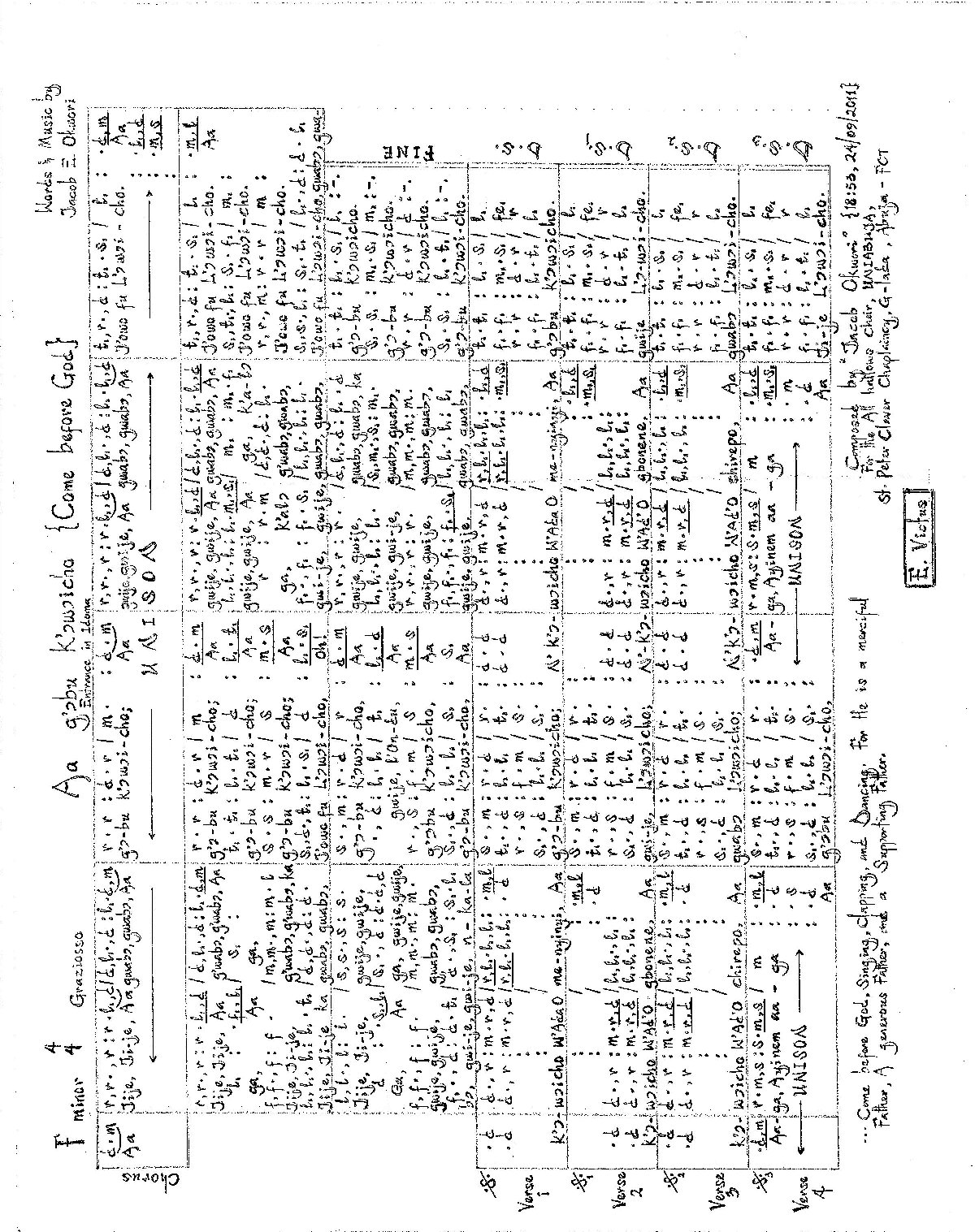 Aa G Obu K Owoicho - Jacob Okwori - Download Choir Script PDF