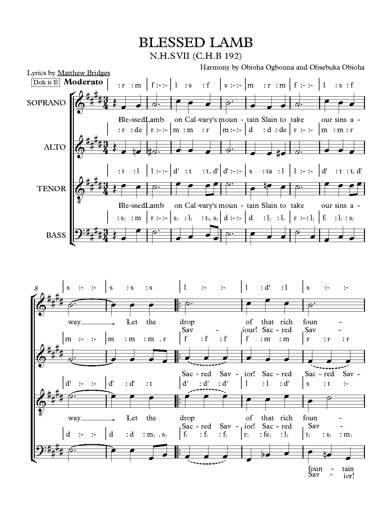 N.h.s Vii(blessed Lamb) - Download Choir Script PDF