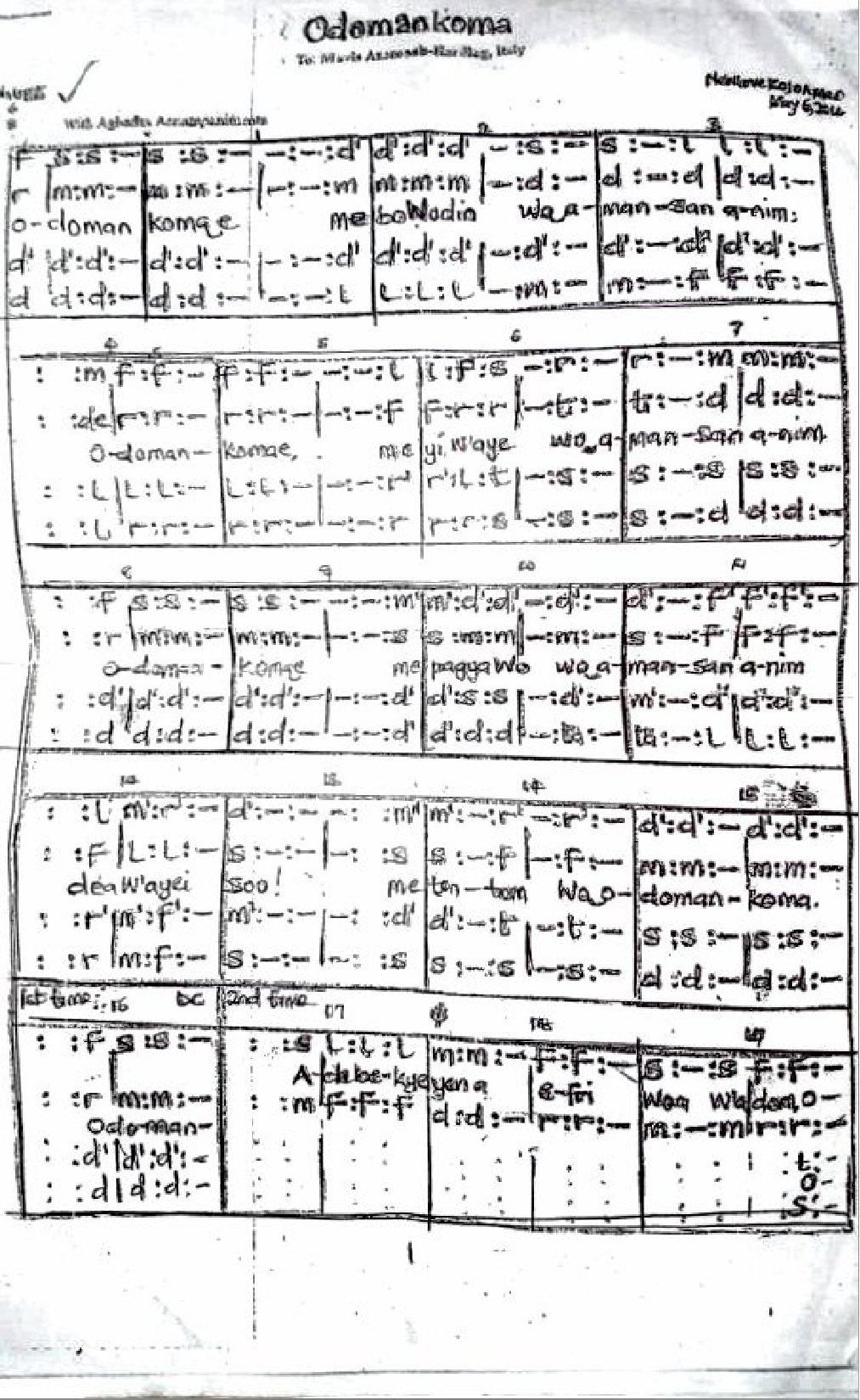 Odomankoma - Download Choir Script PDF