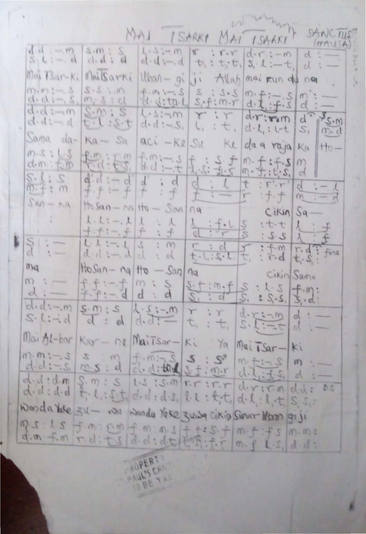 Mai Tsarki Mai Tsarki - Download Choir Script PDF
