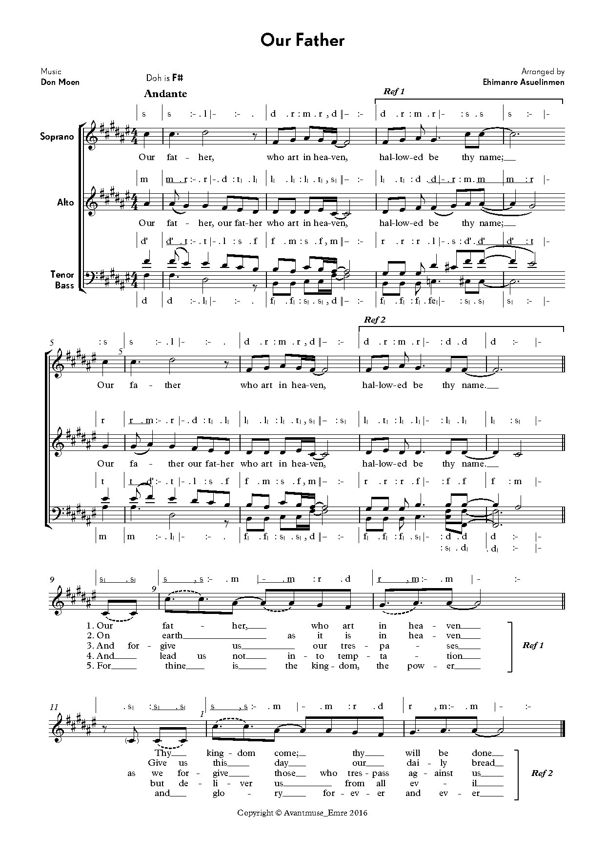 Our Father.. Don Moen - Download Choir Script PDF