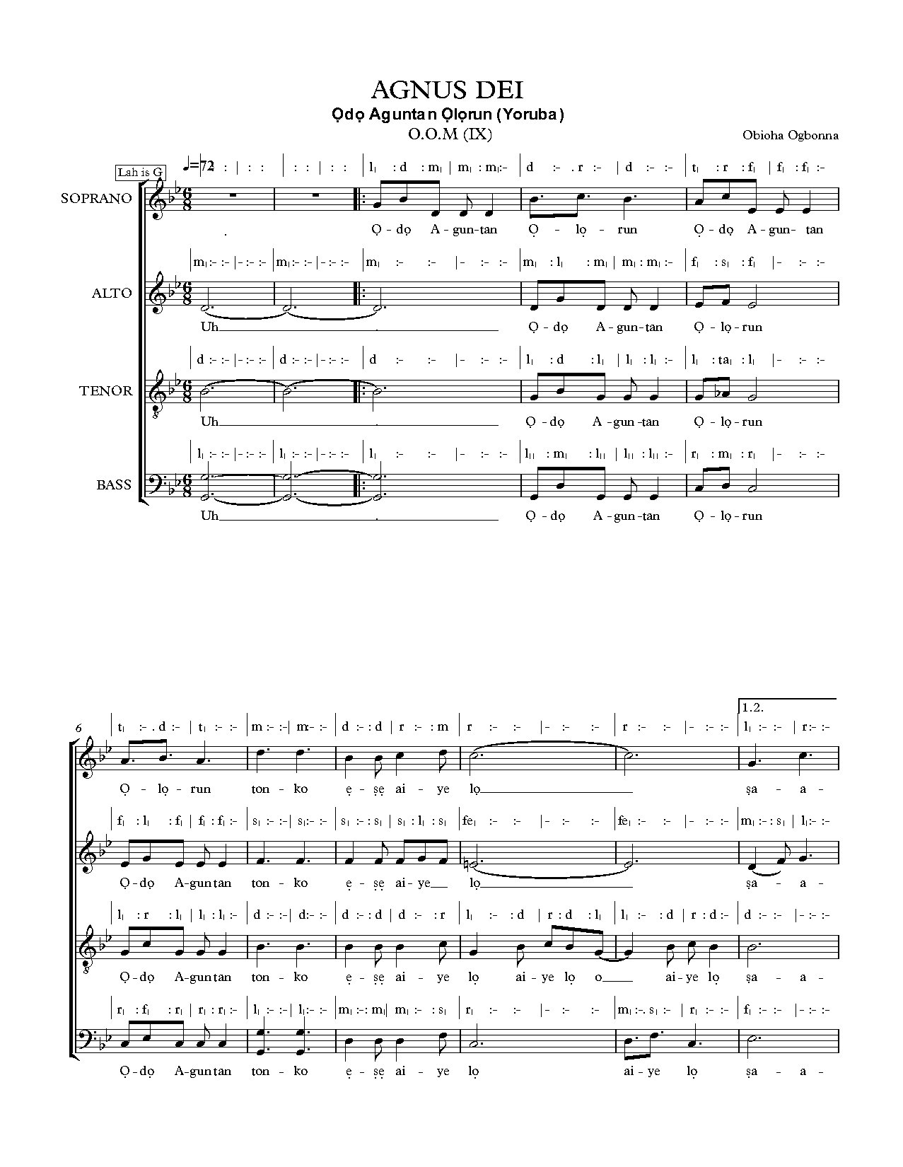 O.o.m Ix (odo Aguntan) - Obioha Ogbonna - Download Choir Script PDF