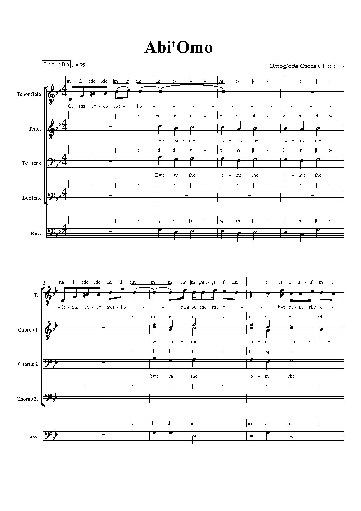 Abi Omo - Full Score 3 - Download Choir Script PDF