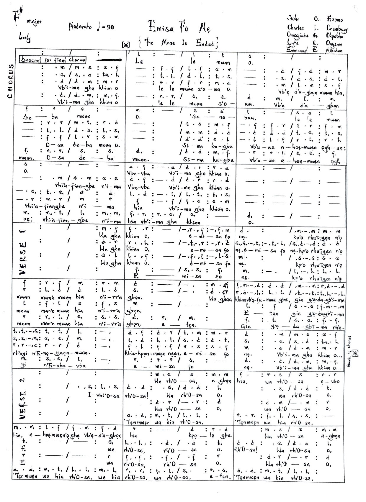 Emisa Fo Ne - Uniben - Download Choir Script PDF