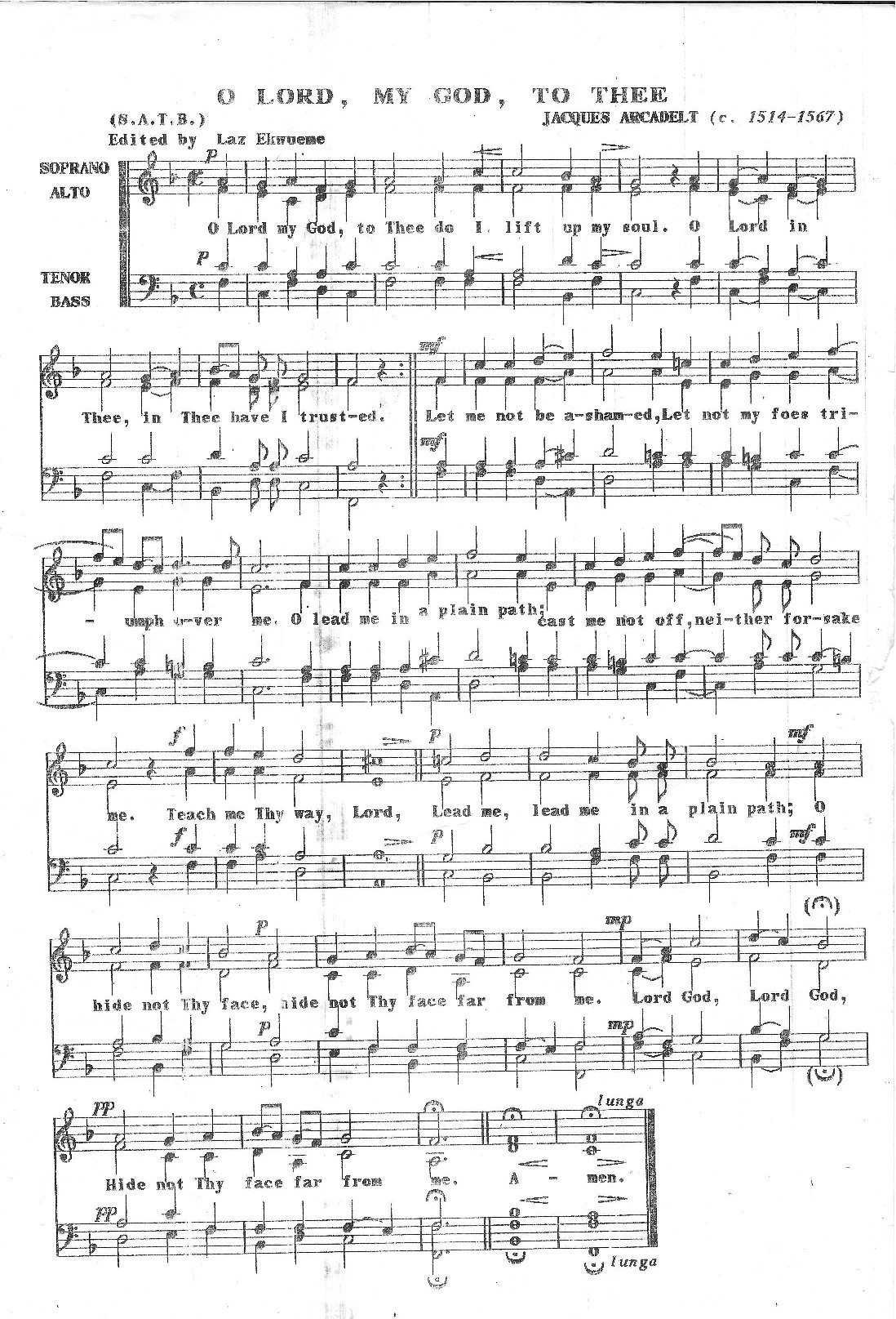 O Lord My God To Thee - Download Choir Script PDF