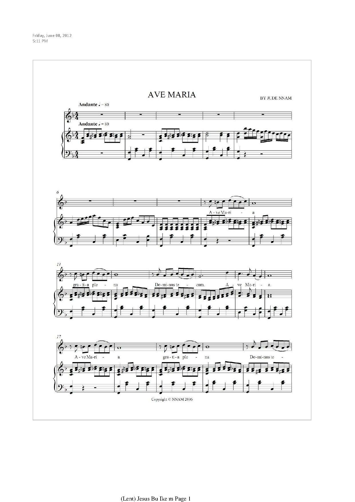 (Marian) Ave Maria