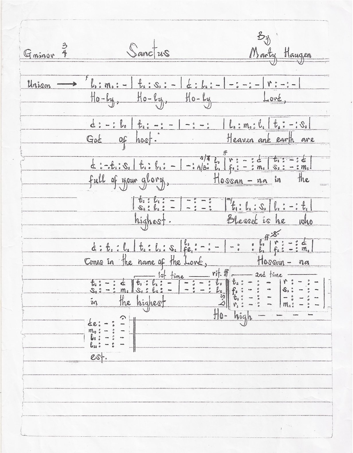 Sanctus - Marty Haugen - Download Choir Script PDF