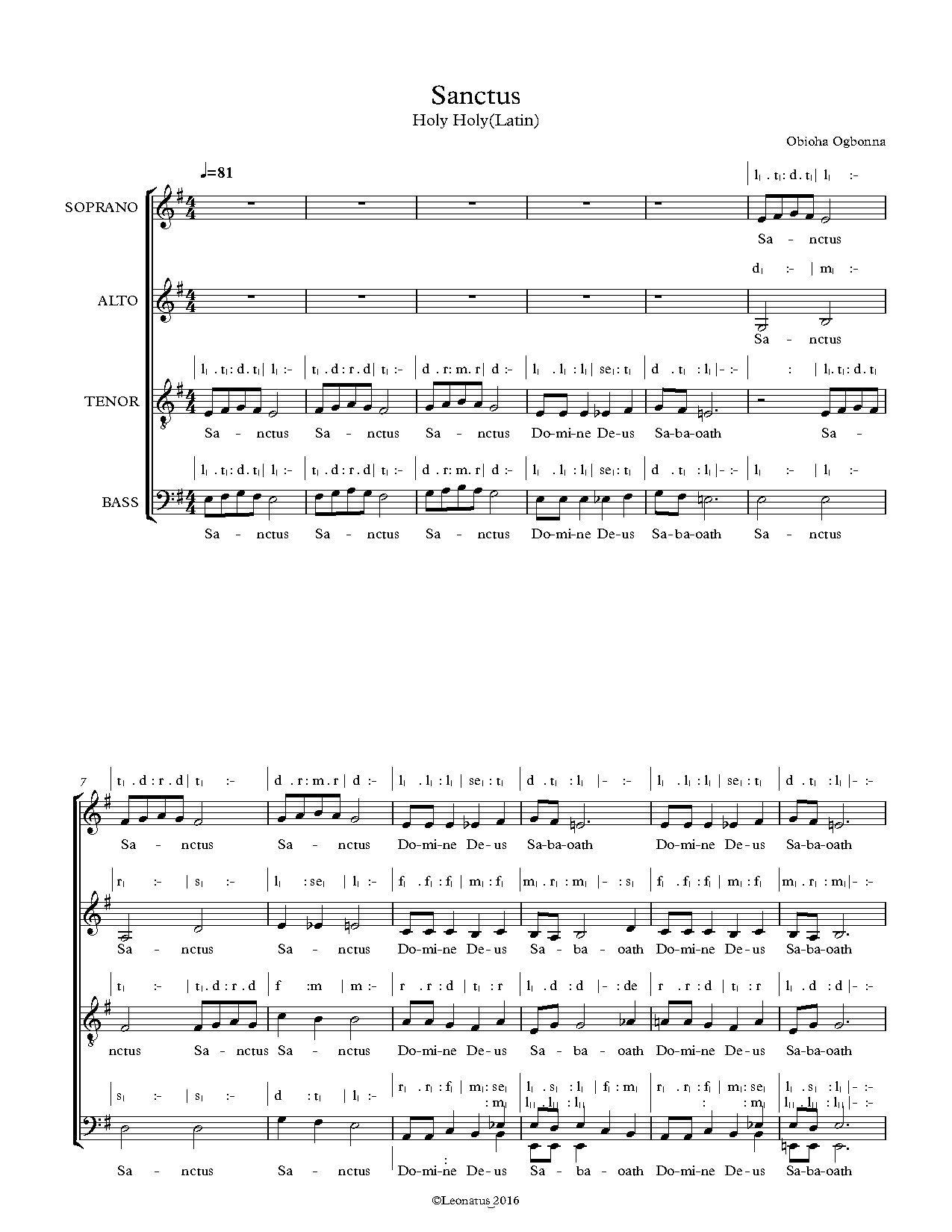 O.o.m Ii (sanctus) - Download Choir Script PDF