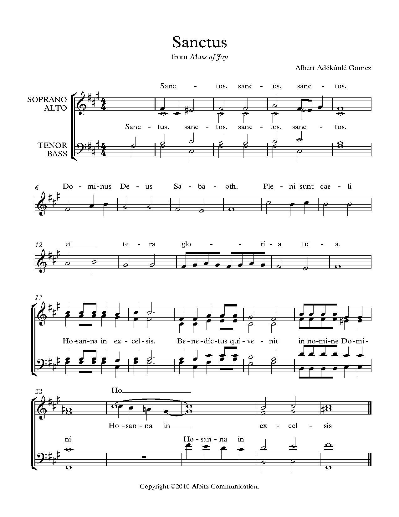 Mass Of Joy Sanctus - Download Choir Script PDF