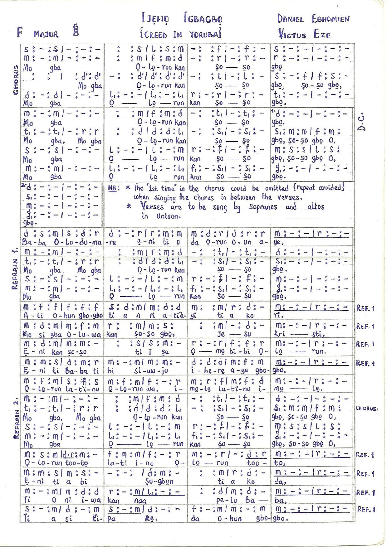 Ijewo Igbagbo - Download Choir Script PDF