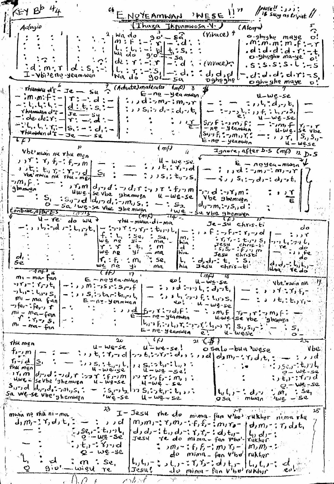 Enoyaemwan -wese - Download Choir Script PDF