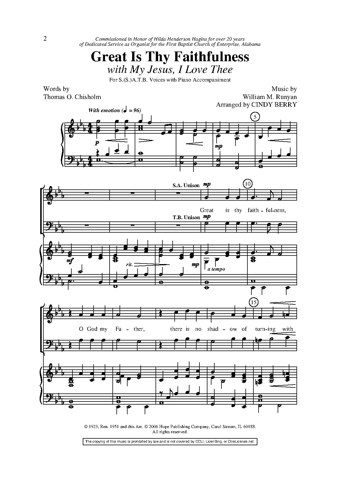 Great Is Thy Faithfulness - Download Choir Script PDF